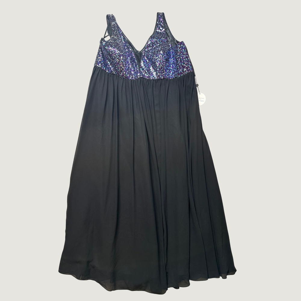 Sydneys Closet Celebrations Gown Womens 30 Black Multi NWT Sequin Chiffon